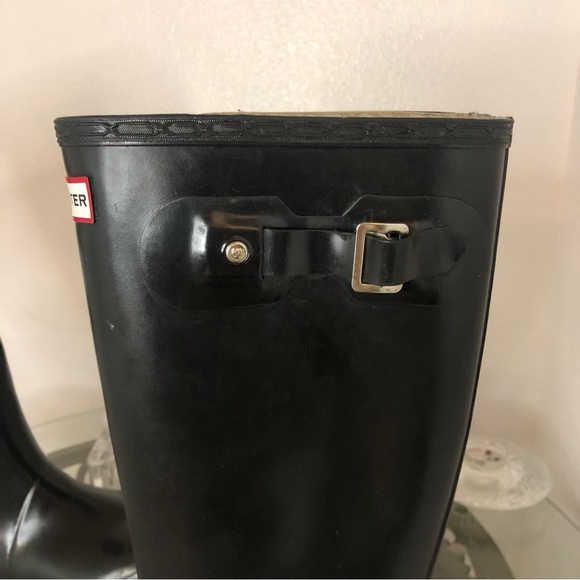 - Hunter Original Huntress Gloss Tall Rain Boots Black Rubber W23990 Sz 5M… - Picture 5 of 13